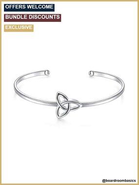 925 Sterling Silver Adjustable Celtic Knot Cuff Bracelet Irish Gift